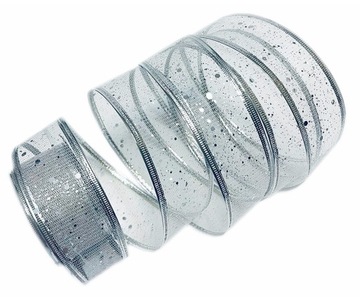 ŚWIĄTECZNA WSTĄŻKA SREBRNA 45 mm 2,7m / H-9