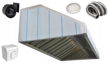 Okap Gastronomiczny 170x70x40 Mocna TURBINA Filtry Oświetlenie Regulator