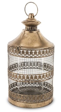 LATARNIA METALOWA CIEMNE ZŁOTO LAMPION RETRO