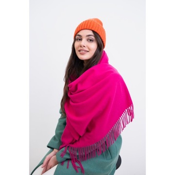 Женский мужской шарф с бахромой Вязаная гладкая шаль цвета фуксии Классическая
