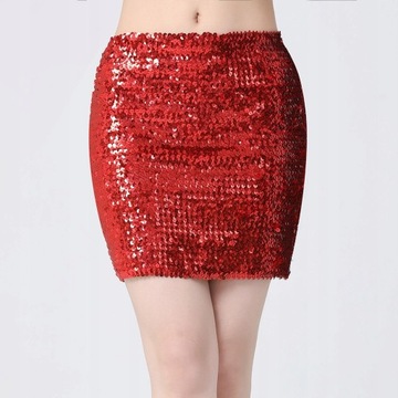 Moda damska spódnice dziewczęca spódnica ołówkowa cekinowa mini krótka odzież uliczna czerwona