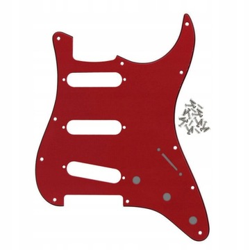 Czerwony 3ply SSS Strat Guitar Pickguard 11 otworó