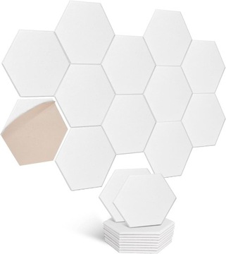 PANELE AKUSTYCZNE HEXAGON BIAŁE 30x26x0,9 24 SZT