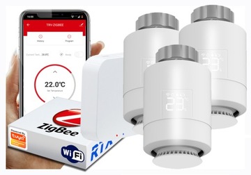 Комплект из 3 термостатов + шлюз Zigbee WiFi Tuya SET