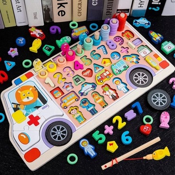 Тренировка мозга Монтессори РЫБА буквы цифры машина - скорая помощь