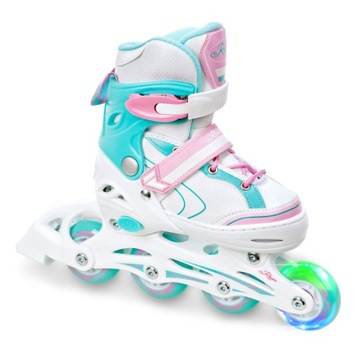 Rolki Regulowane RAVEN Lia Mint 34-37 Kółko LED