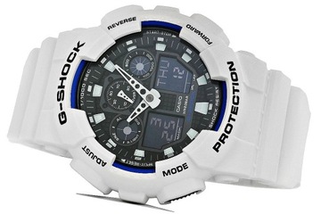 Zegarek męski CASIO G-SHOCK GA-100B-7AER Biały pasek Młodzieżowy LED + BOX