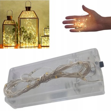 LAMPKI DRUCIKI NA BATERIE GIRLANDA 20 LED CIEPŁE
