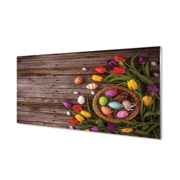 Kuchenny panel szklany Jajka tulipany deski 100x50