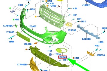 FORD KUGA C520 MK2 PŘEDNÍ LEVÝ MŘÍŽKA GV44-17K947-AB5YZ9 NOVÁ ORIGINÁLNÍ