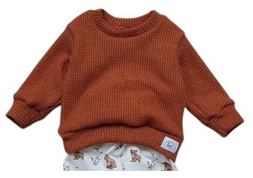sweterek niemowlęcy dla dziecka, wysoka jakość, brąz handmade 68 sweter
