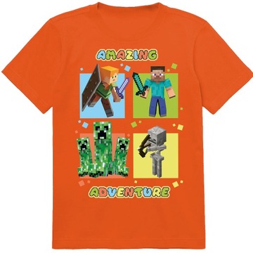 KOSZULKA DZIECIĘCA T-SHIRT DLA DZIECKA MINECRAFT 140 PREZENT JAKOŚĆ
