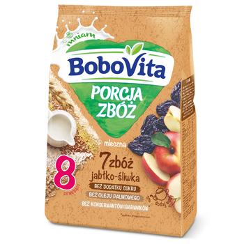 BoboVita Zbóż Kaszka mleczna 3 zboża malina-truskawka-banan po 6mies 210 g