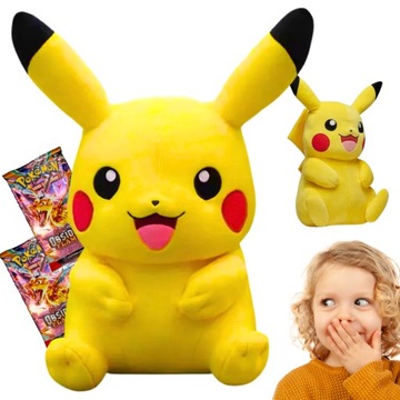 DUŻA MASKOTKA PIKACHU PLUSZAK PIKACZU POKEMON XL 45cm + 20 kart Obsydian