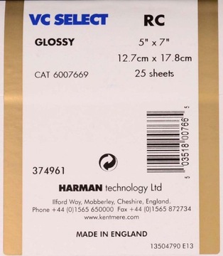 PAPIER KENTMERE VC SELECT 12,7x17,8cm/25 1M błysk