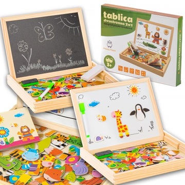 Tablica Edukacyjna Kredowa Magnetyczna Dwustronna dla dzieci 130 el.