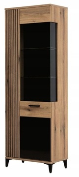 Witryna ARIS08 67,5x39x194 dąb evoke/czarny LOFT