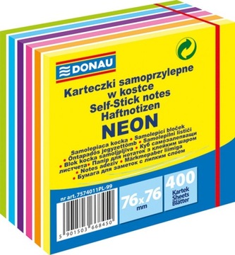 KOSTKA SAMOPRZYLEPNA 76X76MMX400, KARTECZKI, NOTES