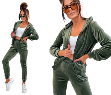 WELUROWY KOMPLET DRESOWY SPODNIE BLUZA ROZPINANA L