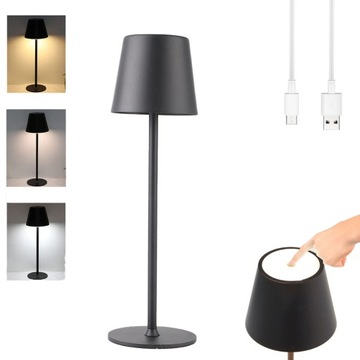 BEZPRZEWODOWA LAMPA STOŁOWA LAMPKA NOCNA DOTYKOWA ŚCIEMNIALNA USB