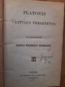 Platonis Cratylus Theaetetus Platon Teubner