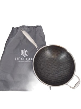 HexClad Hybrydowy wok 30 cm ze stali nierdzewnej - bez PFOA, nieprzywierają