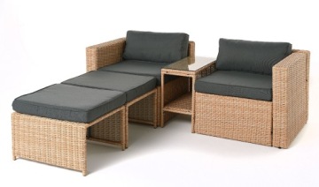 Комплект садовой мебели для балкона, 5 предметов, техноротанг бежевый