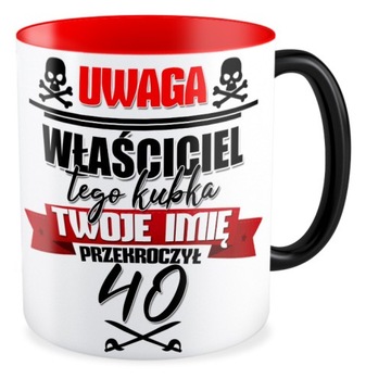 KUBEK MAGICZNY prezent na URODZINY 18 20 30 40 50 IMIĘ przekroczył wiek