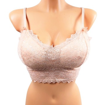 STANIK KORONKOWY BRALET CROP TOP WYJMOWANE WKŁADKI