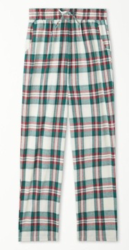 TEZENIS spodnie piżama męska dół krata zielony/kremowy flanela M