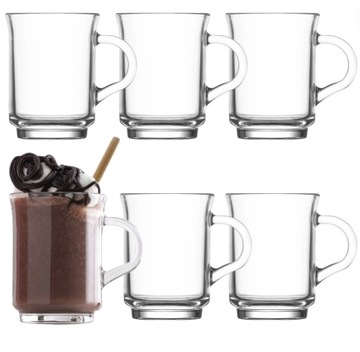 Kubki szklane do kawy i herbaty Z UCHEM szklanki SIA ADA 250 ml 6szt.