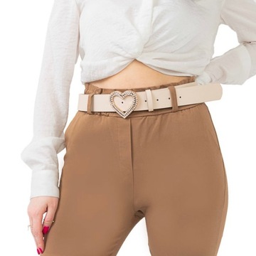 PO-331 BEIGE BEŻOWY DAMSKI PASEK Uniwersalny