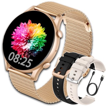 SMARTWATCH ZEGAREK DAMSKI POLSKIE MENU CIŚNIENIE ROZMOWY 3paski SMART WATCH