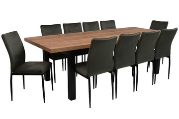 Rozkładany stół 100x200/300 cm CRAFT + 10 krzeseł IK-10 szare 15 WZORNIK