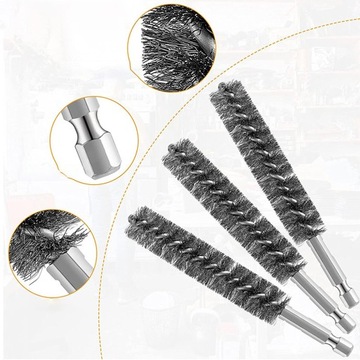 СТАЛЬНАЯ ЩЕТКА 6 ШТ. 8/10/12/15/17/19 ММ ПОДХОДИТ ДЛЯ ПРОЧИНКИ ТРУБ