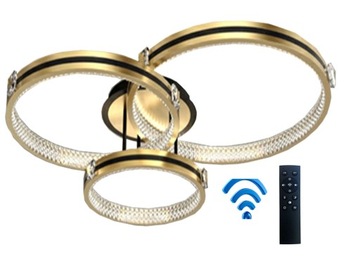 LAMPA WISZĄCA RING PLAFON okrąg żyrandol LED PILOT 3 BARWY ZŁOTO