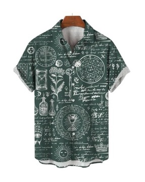 Koszula z krótkim rękawem męska hawajska podróżnicza ezoteryka Camisa 4XL