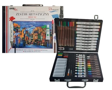 ZESTAW Artystyczny DELUXE LOOZZ Art Walizka 53 el. Markery Kredki Farby