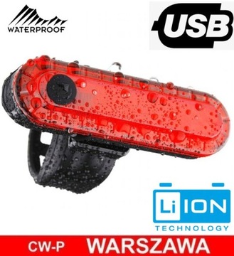 ЗАДНИЙ велосипедный фонарь, 5 светодиодов, 4 функции, зарядка через USB