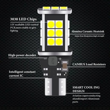 2шт W16W T15 светодиодные лампы Canbus без ошибок 24 чипа 3030SMD резервное копирование светодиодов