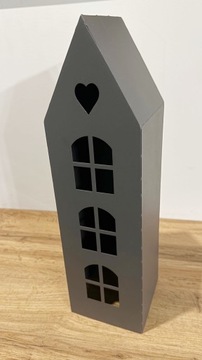 ЛАМПОЧНЫЙ ДОМ ДЛЯ СВЕТОДИОДНЫХ СВЕЧЕЙ ФОНАРЬ МАЛЕНЬКИЙ 32 СМ АНТРАЦИТОВЫЙ ЛАМПА