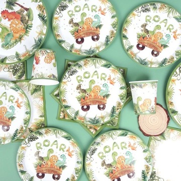 Одноразовая посуда на тему динозавра, украшение на день рождения