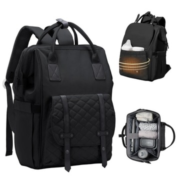 МНОГОФУНКЦИОНАЛЬНАЯ СУМКА ДЛЯ МАТЕРИ И РЕБЕНКА 20Л ВЫСОКОКАЧЕСТВЕННАЯ ЧЕРНАЯ