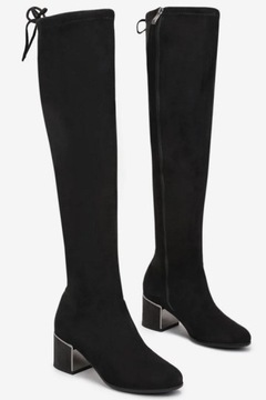 ДЛИННЫЕ ЧЕРНЫЕ ЗАМШЕВЫЕ БОТИНКИ GOODIN r37