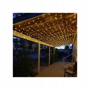 GIRLAND 15м УЛИЧНЫЕ САДОВЫЕ ЛАМПЫ 50шт LED ТЁПЛЫЕ