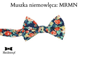 Szelki i muszka niemowlęca 0-24m dla chłopca w kwiatki elegancki komplet
