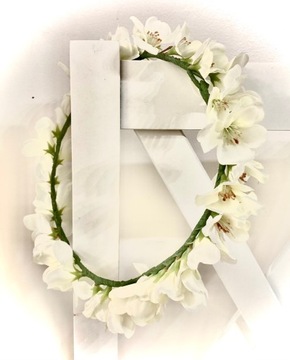 Венок для причастия, яблоневый цвет, нежный, живой, причастие 2024 г.