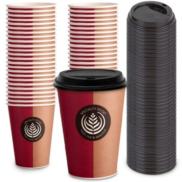 KUBKI PAPIEROWE DO KAWY 300ml + WIECZKA CZARNE 100szt