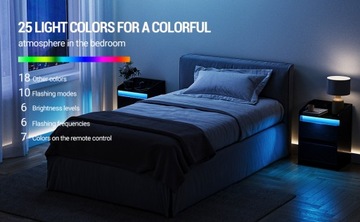 Stoliki nocne z oświetleniem LED, 2 szufladami, 2 porty USB czarny NS30004X