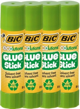 BIC ECOLUTIONS ECO GLUE STICK KLEJ W SZTYFCIE MOCNY SZKOLNY BIUROWY 8G x4